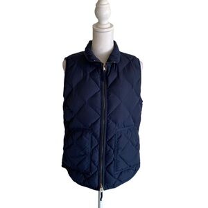 J‎ Crew 60% Down navy blue vest size small. Puffer w Pockets Button Snap Closure